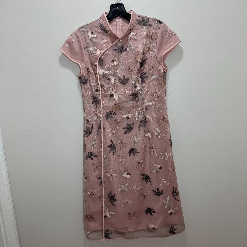 Koradior Pink Floral QiPao Dress Size Small